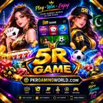 5R Game feature image with mobile gaming, slots, cards, fishing, sports, and PKRGamingWorld.com branding